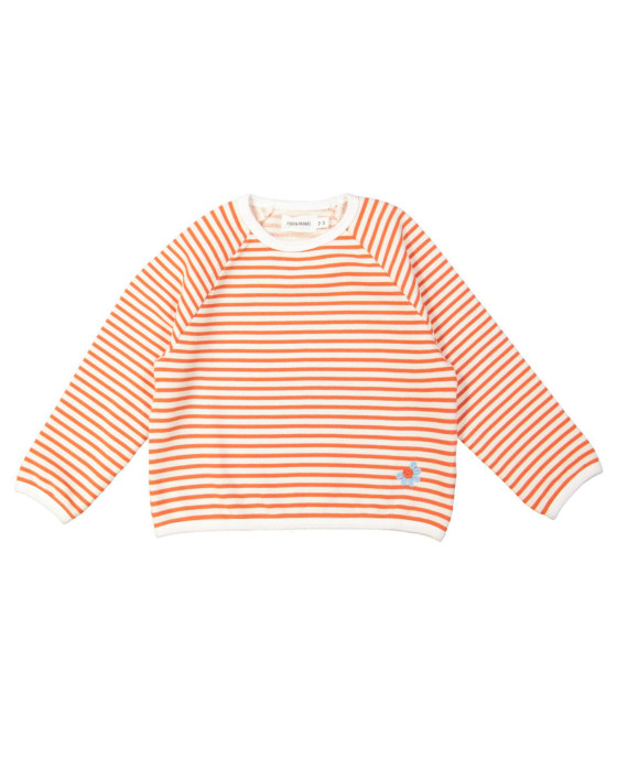 Sweater rayé fleur orange