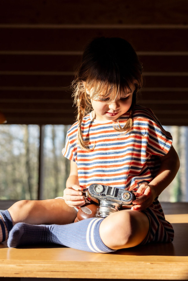 Robe rayée rouge bleu