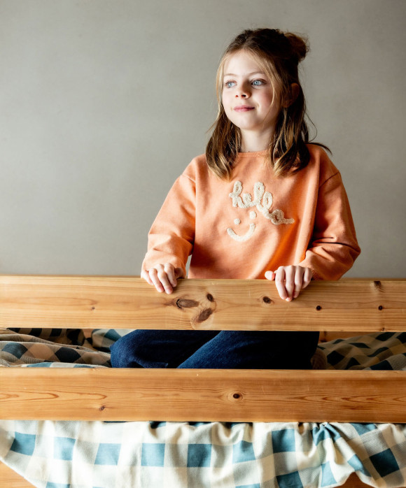 Sweater hello pêche mélangé