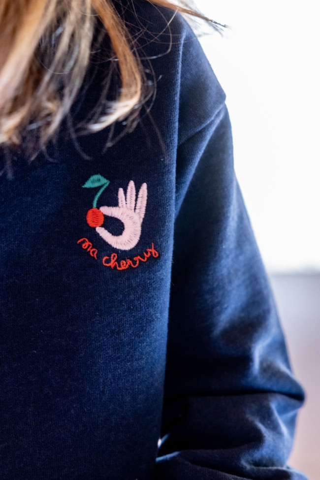 Sweater ma cerise bleu foncé mélangé