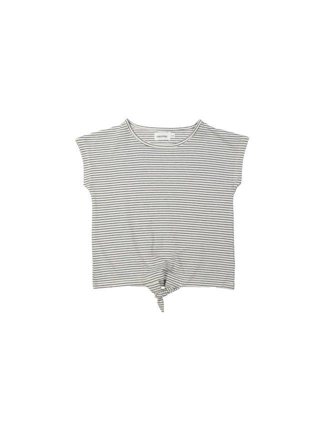T-shirt nœud rayé bleu foncé