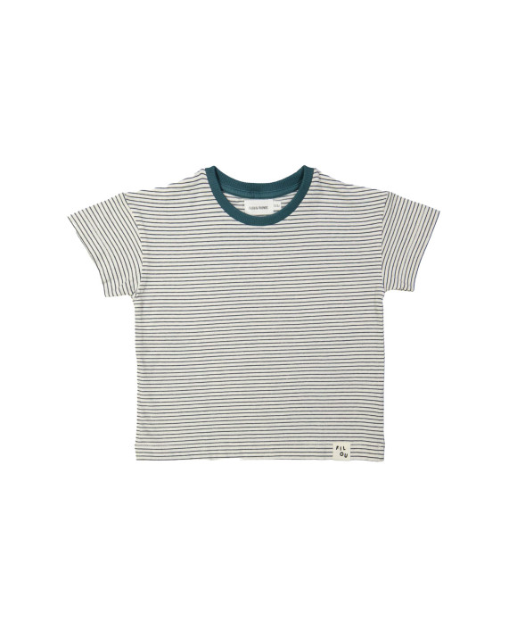 T-shirt fines rayures bleu foncé