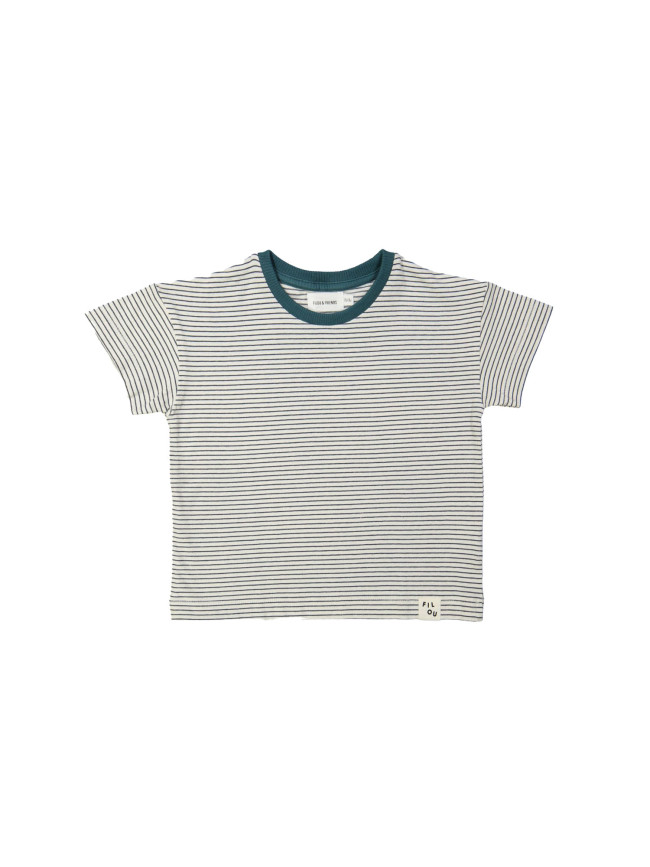 T-shirt fines rayures bleu foncé