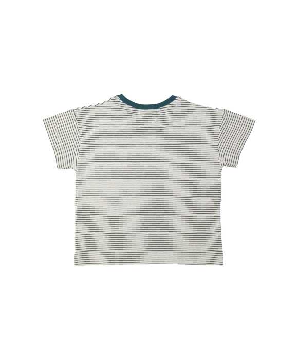T-shirt fines rayures bleu foncé