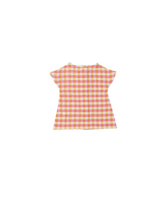 Robe de poupée vichy carreaux rose