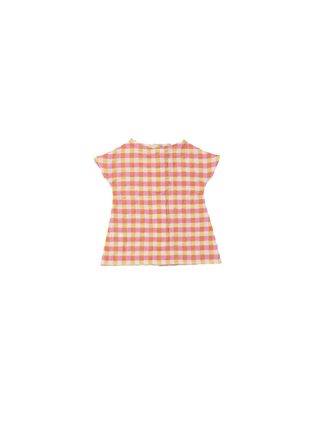 Robe de poupée vichy carreaux rose
