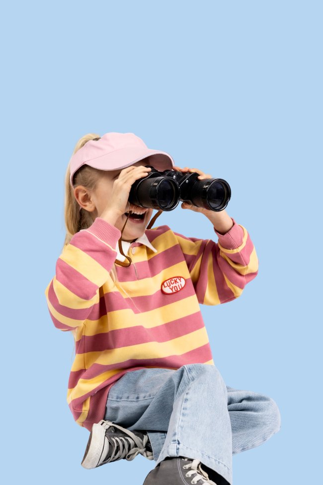 Polo Sweater rayé lucky you vieux rose