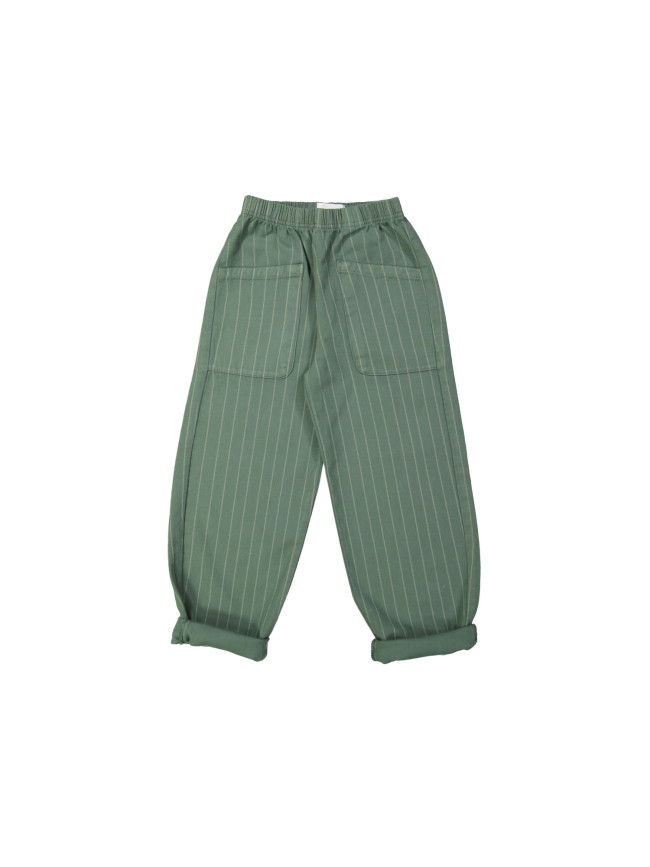 Pantalon rayé gris-vert