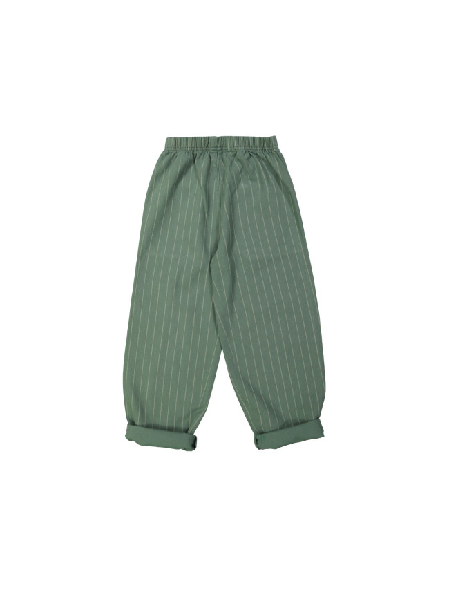 Pantalon rayé gris-vert