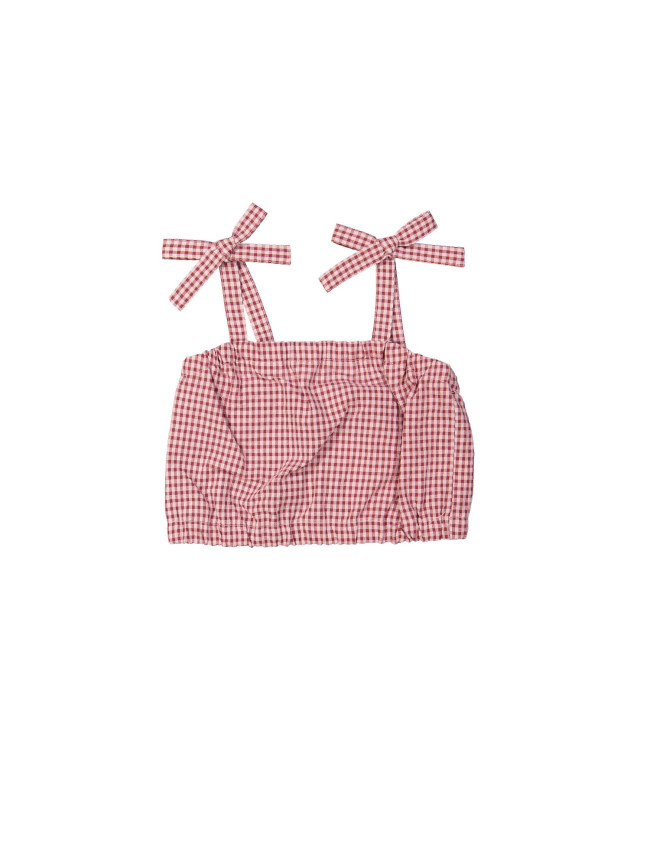 Top carreaux rose clair