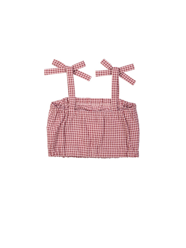 Top carreaux rose clair