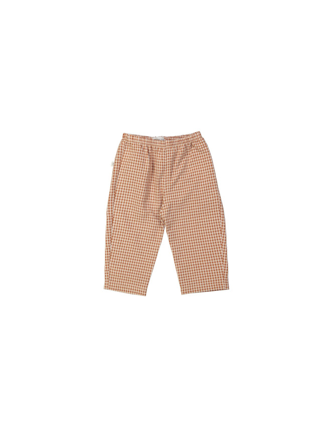 Pantalon confortable vichy carreaux marron