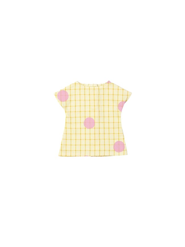Robe de poupée carreaux points jaune