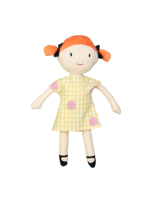 Robe de poupée carreaux points jaune