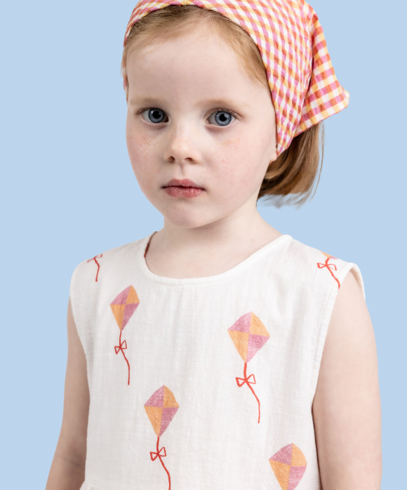 Écharpe vichy carreaux rose