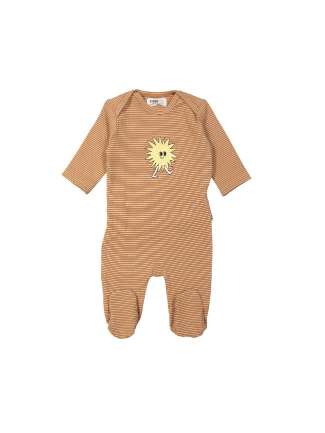 Pyjama rayé soleil brun clair