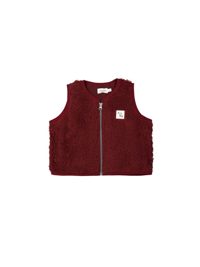 Bodywarmer teddy bordeaux