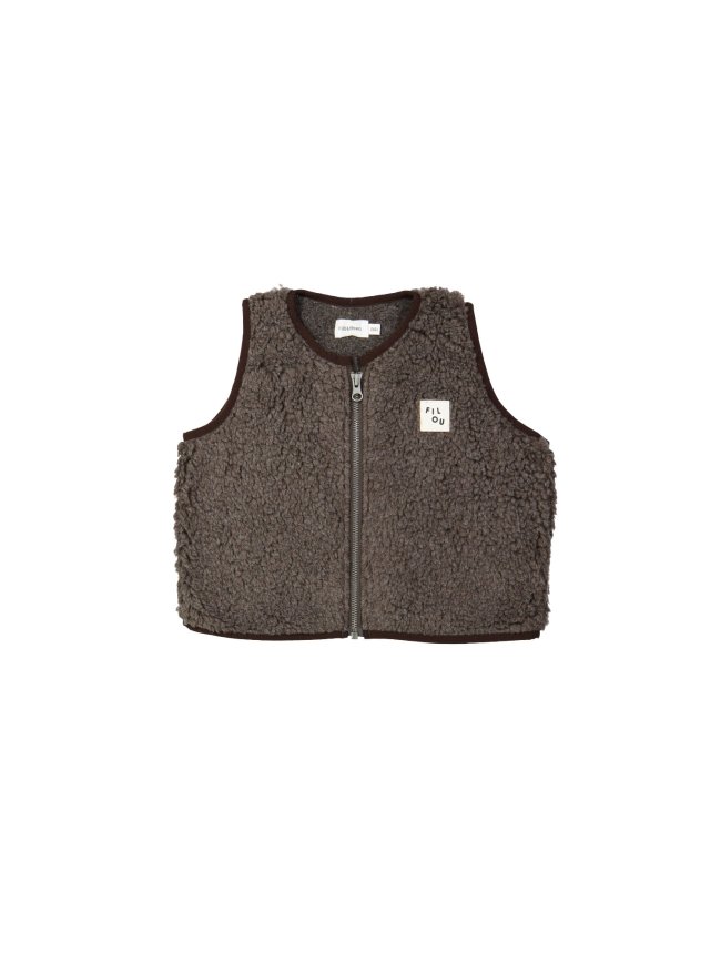 Bodywarmer teddy brun foncé