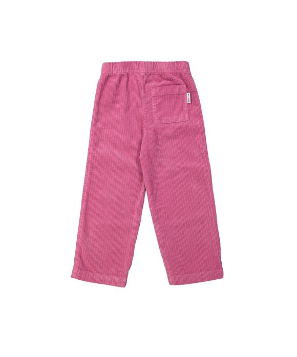 Confortable Pantalon straight larges côtes rose vif