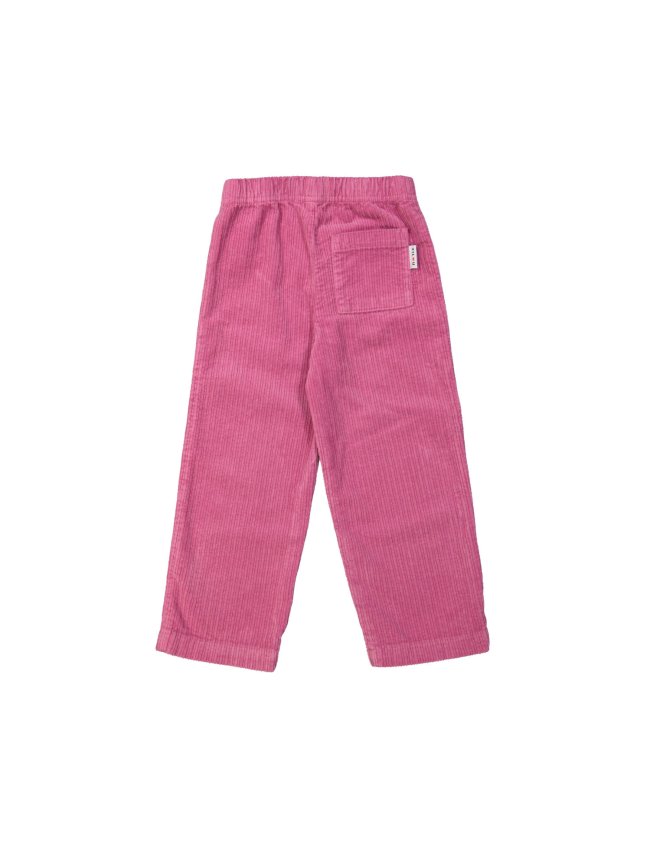 Confortable Pantalon straight larges côtes rose vif