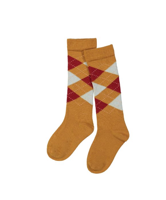 Chaussette carreaux ocre