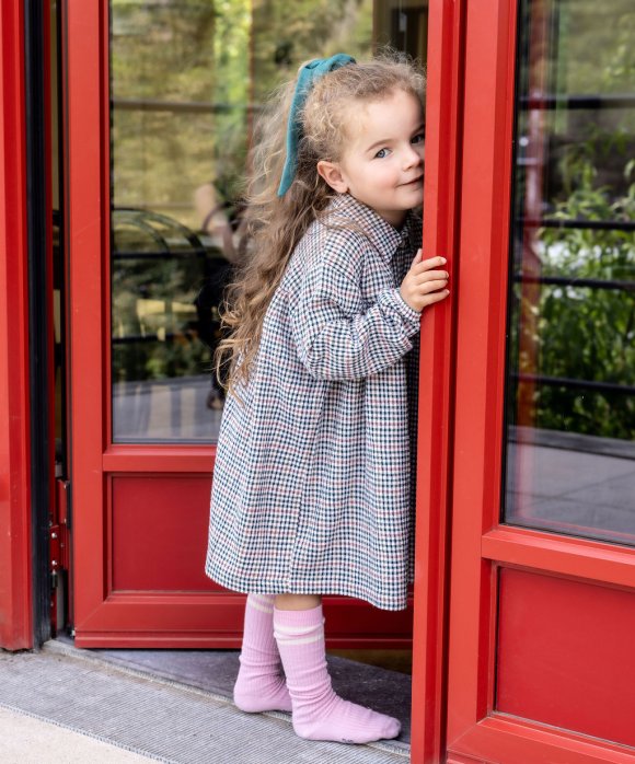 Robe carreaux rose clair