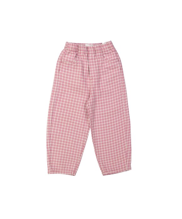 Pantalon balloon carreaux rose