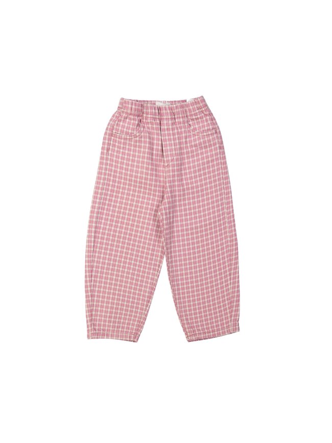 Pantalon balloon carreaux rose