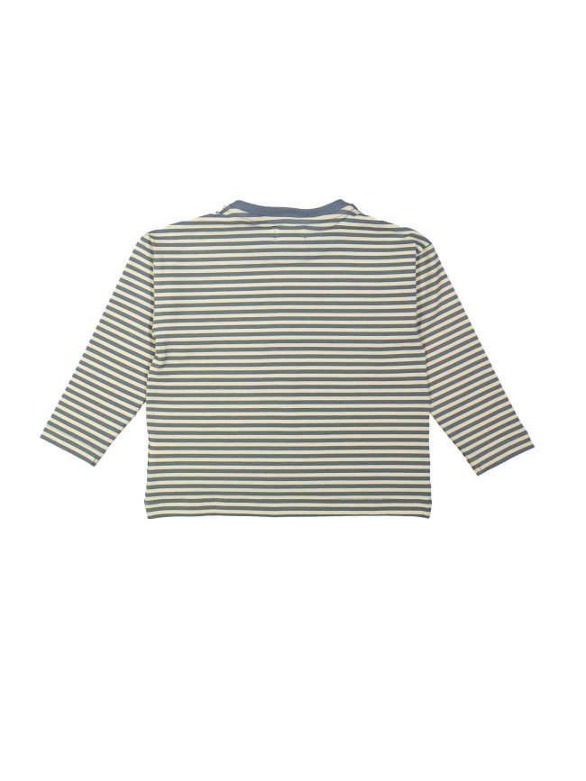 T-shirt rayé pochette gris-bleu
