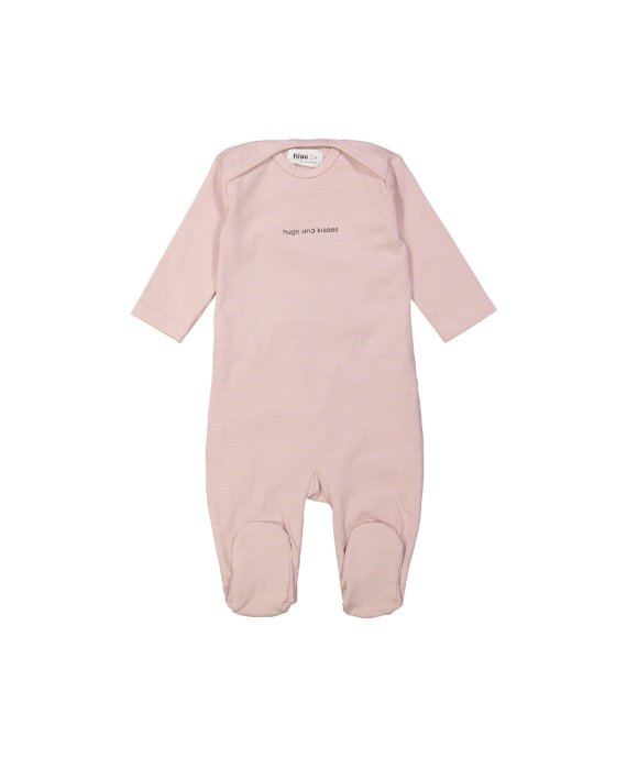 Pyjama rayé câlins et bisous rose clair