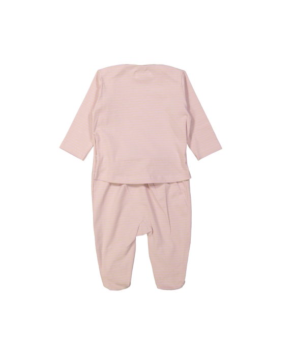 Pyjama rayé câlins et bisous rose clair
