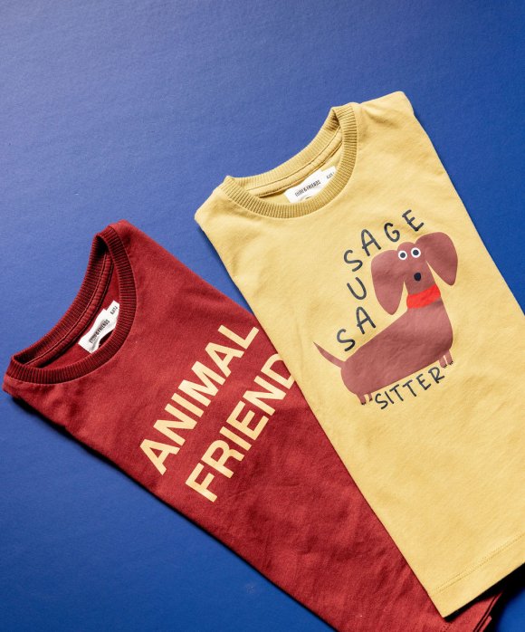 T-shirt animal ami rouge-brun