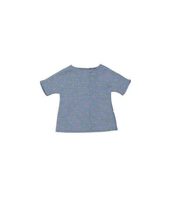 Robe de poupée points gris-bleu
