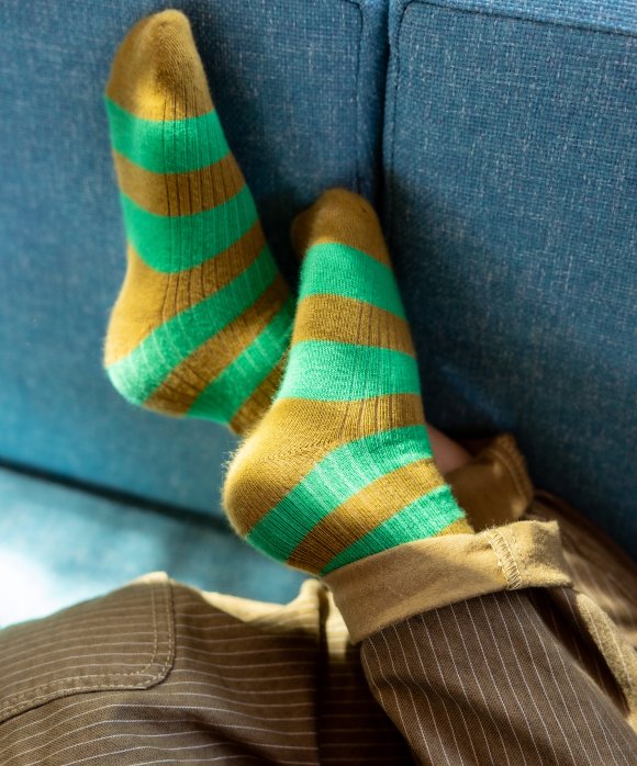 Pantalon rayé ocre