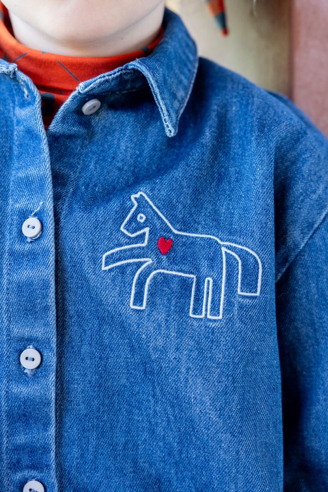 Robe jean cheval stone bleach