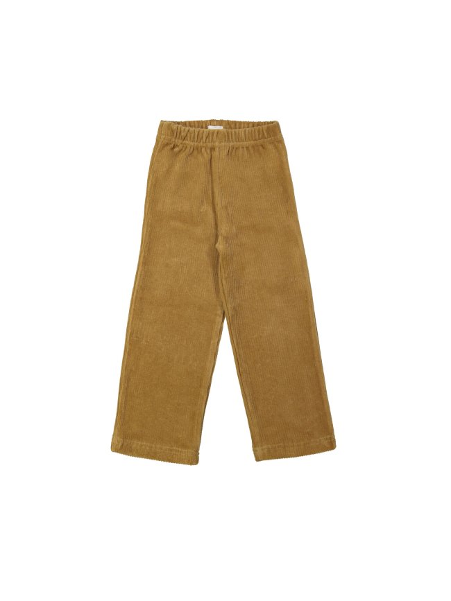 Confortable Pantalon straight côtes éponge moutarde