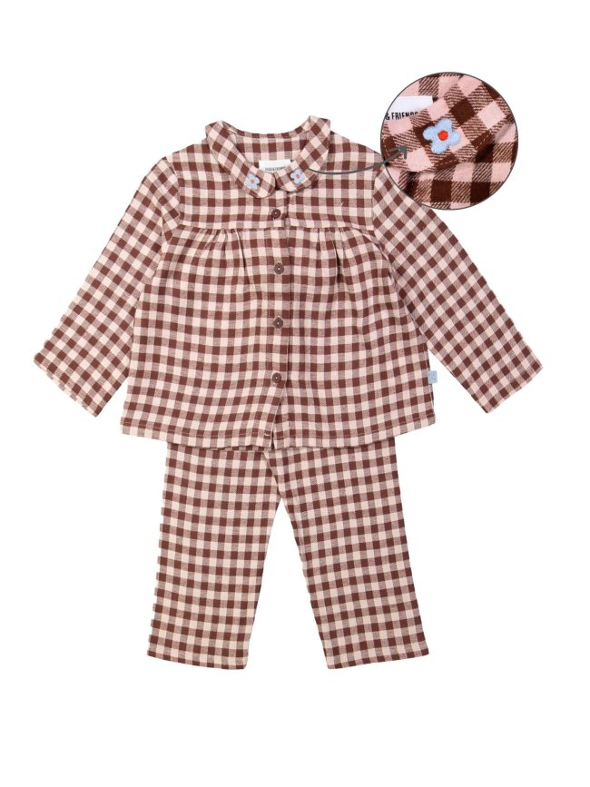 Pyjama carreaux rose clair
