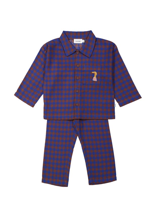 Pyjama carreaux cobalt