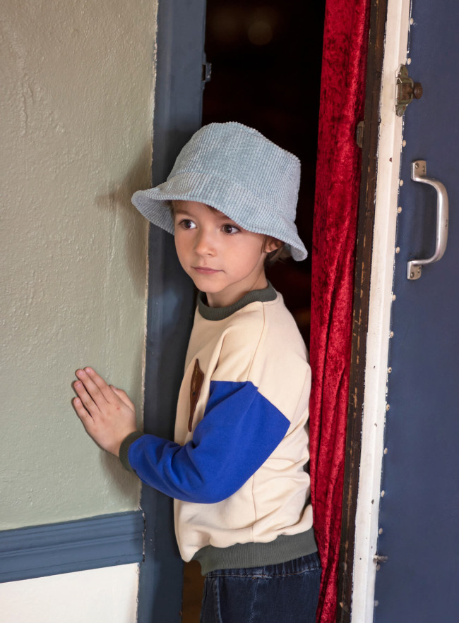 chapeau corduroy bleu clair