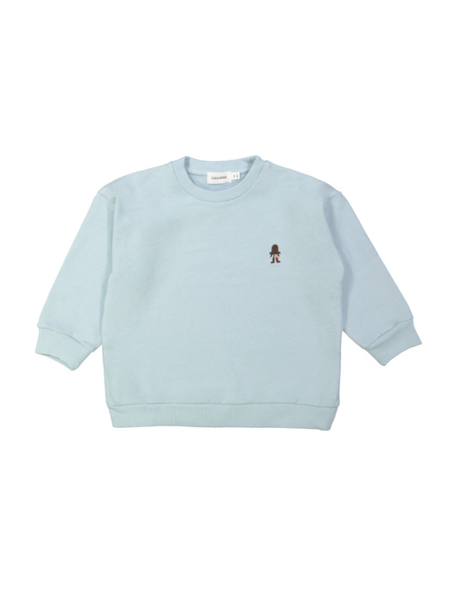 Sweater chapeau bleu lavé