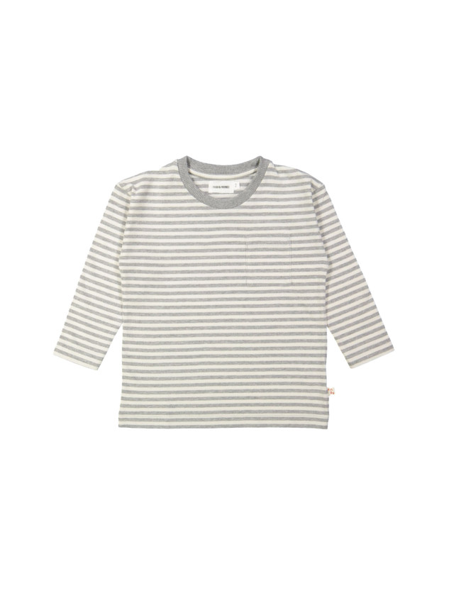T-shirt poche rayé mélangé gris
