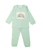 Pyjama renard et lièvre lit gris-vert