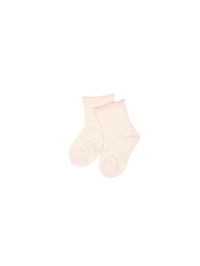 Chaussettes rayé rose clair