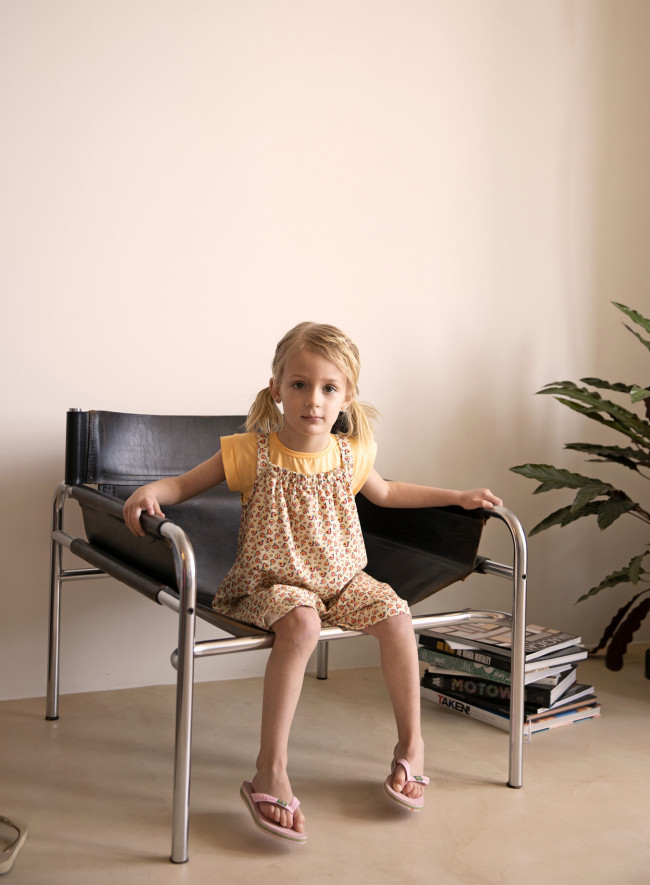 salopette molleton fleur beige