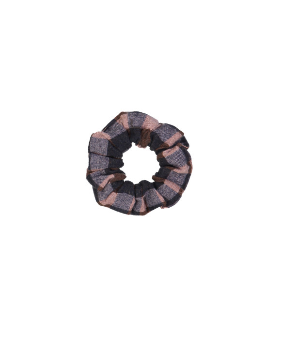 scrunchie flanele carreaux brun