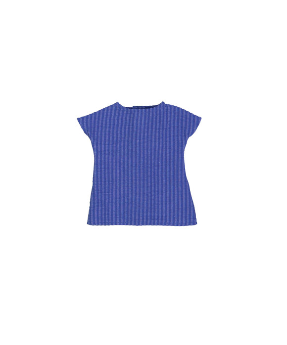Robe de poupée rayée bleu