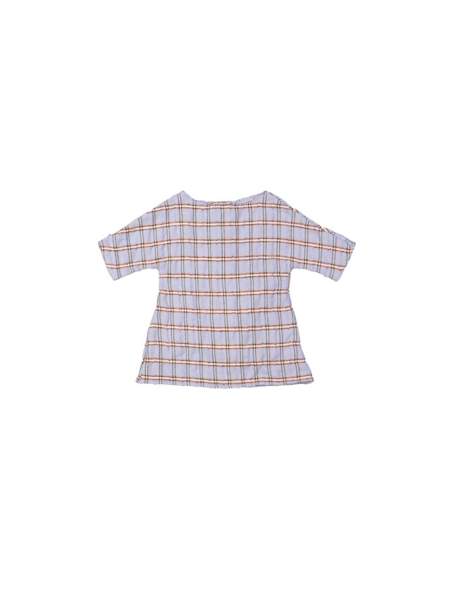 Robe de poupée carreau bleu clair