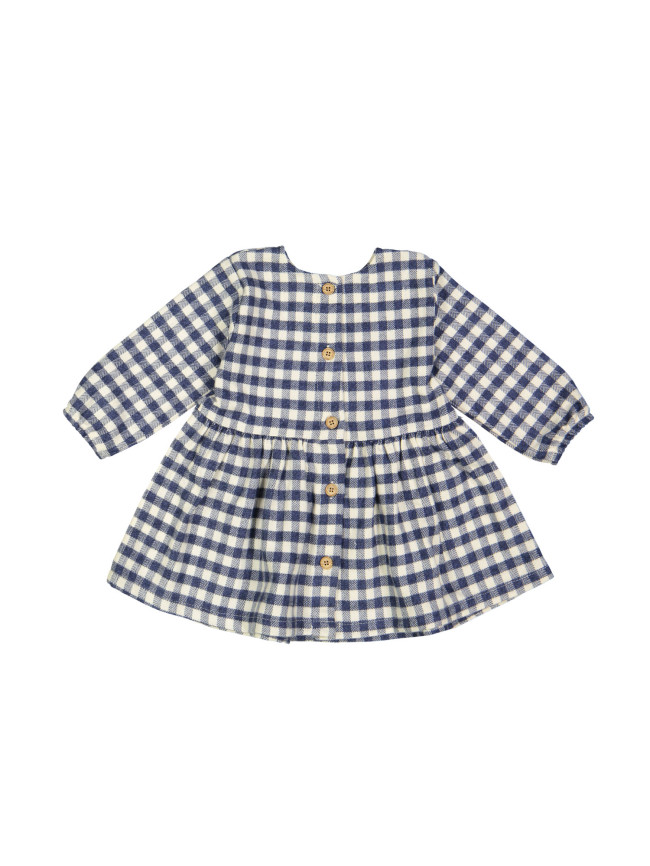 robe carreaux flanel ecru bleu