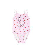 Maillot de bain rouge à pois rose clair