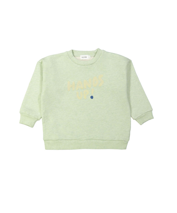 Sweater mains levées vert chiné